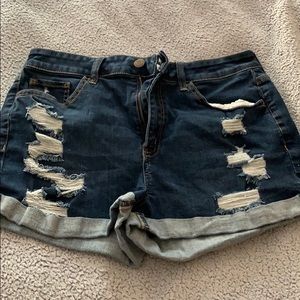 High rise curvy jean shorts